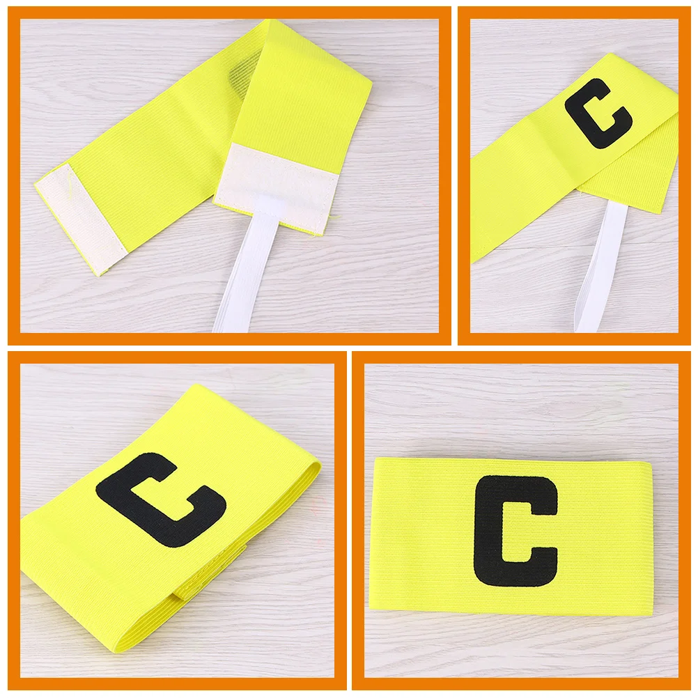 3 Pcs Football Training Supplies Captain C-label Armband Yellow Adjustable Soccer Supply Major Rugby Bands for Nylon Practical
