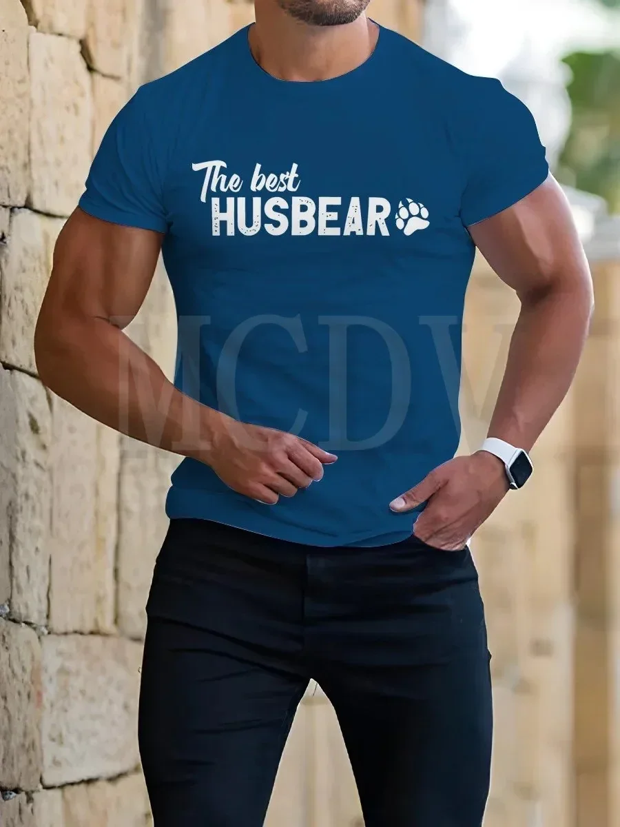 

2023 Summer Men's Printed Casual Crew Neck Short Sleeve T-Shirt The Colorful The Best Husbear Bear Claw Casual3D Printed T Shirt