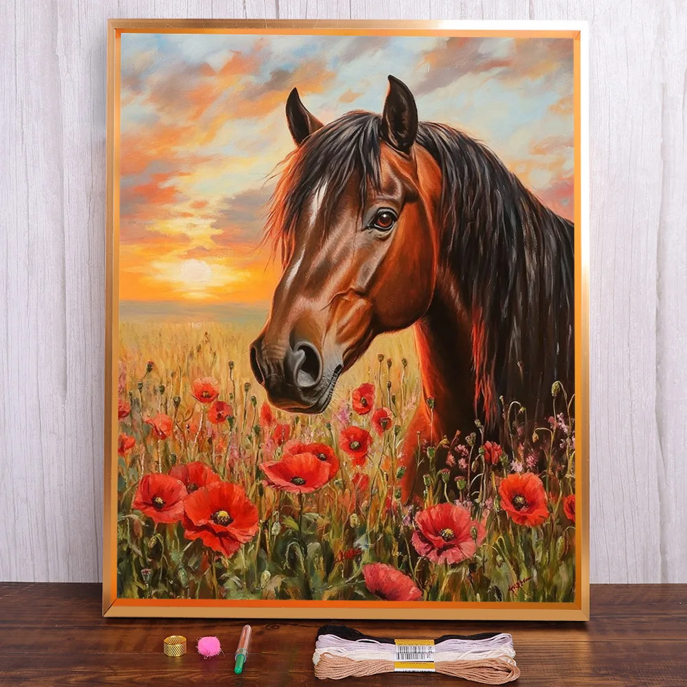 

Animal Horse Printed Fabric 11CT Cross-Stitch Set DIY Embroidery DMC Threads Craft Hobby Handicraft Painting Mulina Gift Jewelry