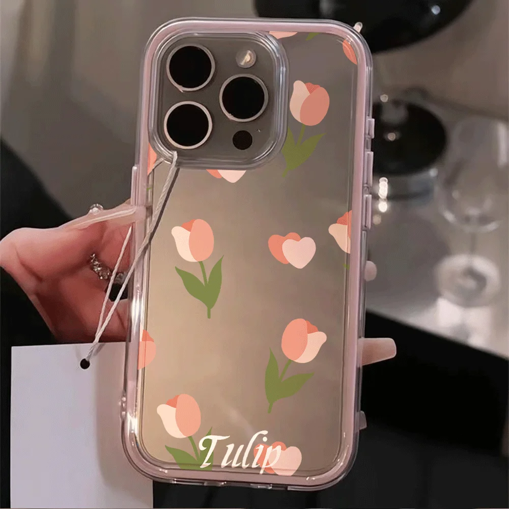 TPU Phone Case For Samsung Galaxy S26 S25 S24 Ultra S23 Plus A57 A55 A54 A37 A36 A35 Shockproof Soft Cute Tulip Floral INS Cover