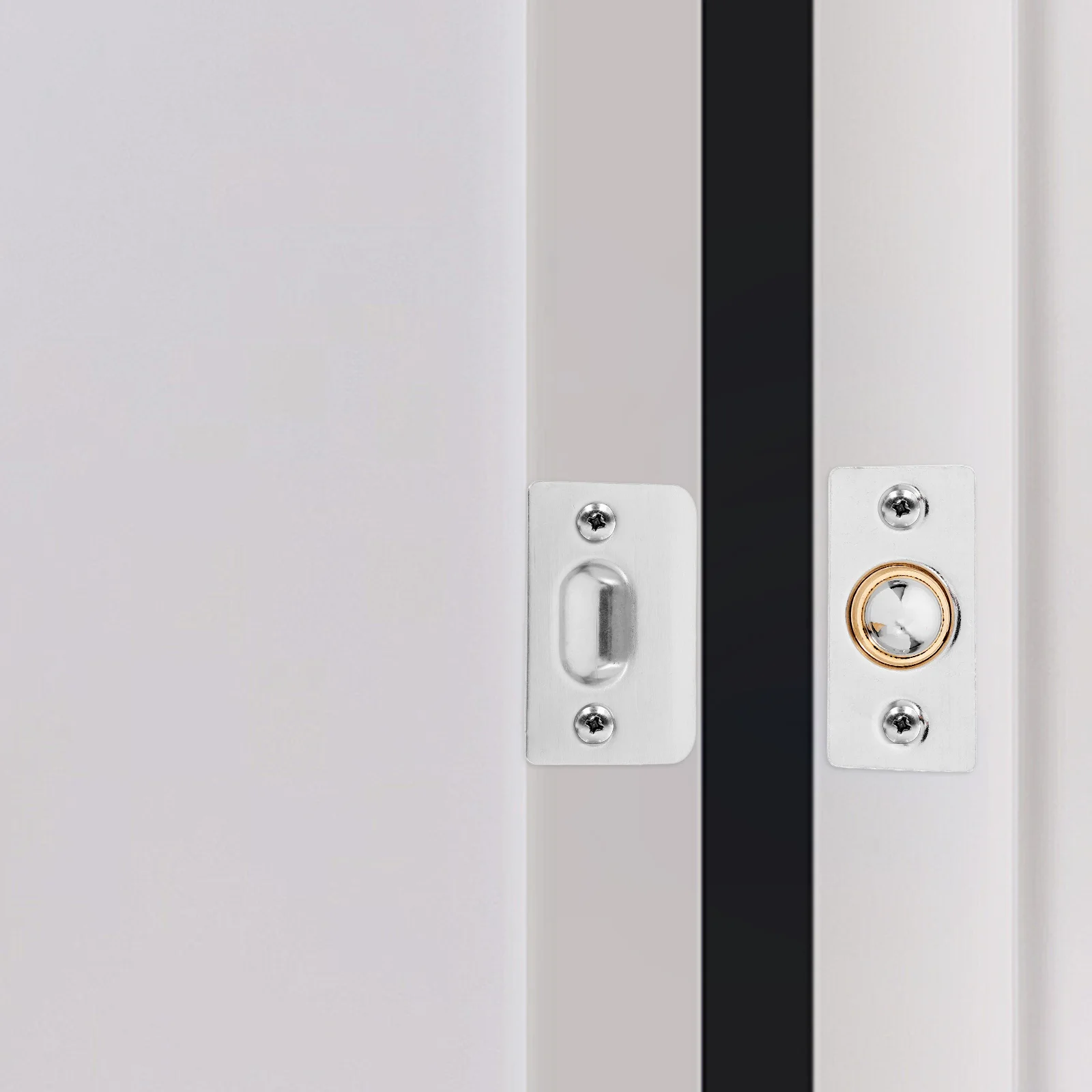 

4 set Ball Catch Door Hardware Spring Loaded Latch For Interior Wooden Doors Top Bead Decorative Finish Plate