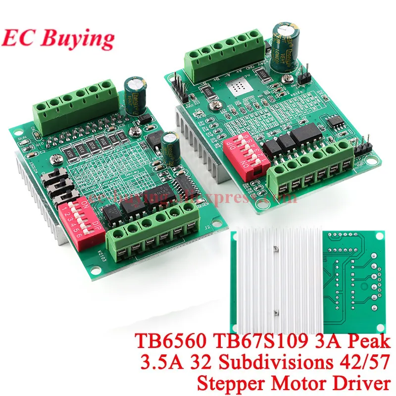 TB6560 TB67S109 3A Peak 3.5A Stepper Motor Driver Board Axis Current Controller 10 Files 3A 32 Subdivisions 42/57 Stepper Module