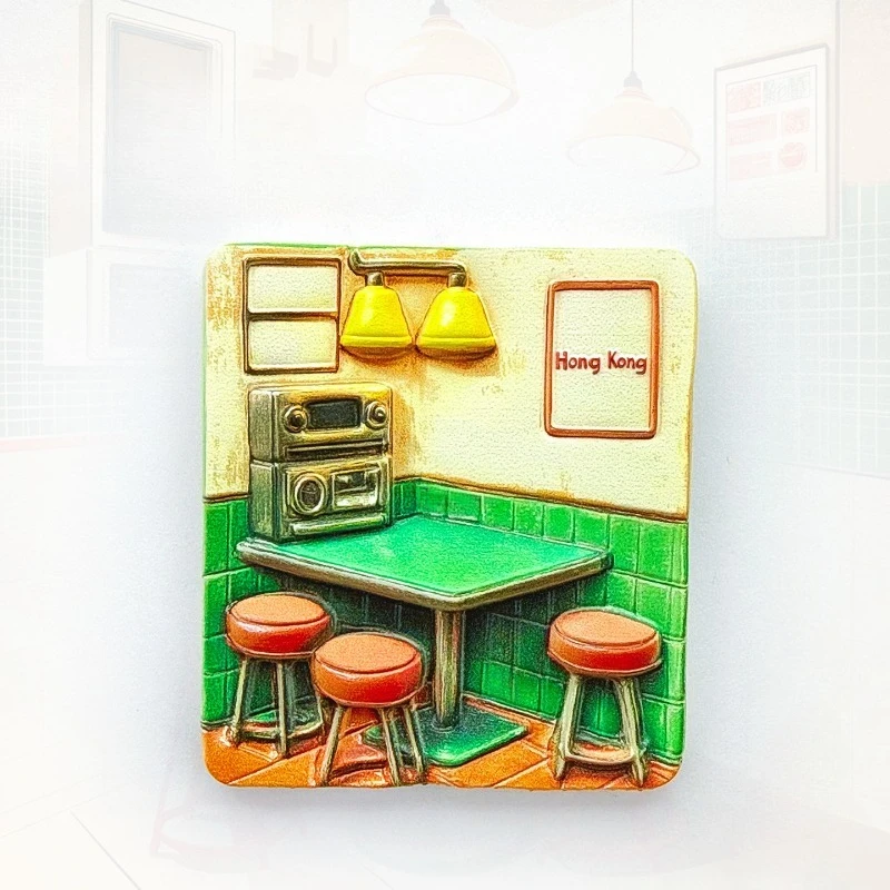 Hong Kong Cafe Fridge Magnet - Authentic 3D Cha Chaan Teng Souvenir Unique Hong Kong Foodie Gift for Travel & Kitchen Decor
