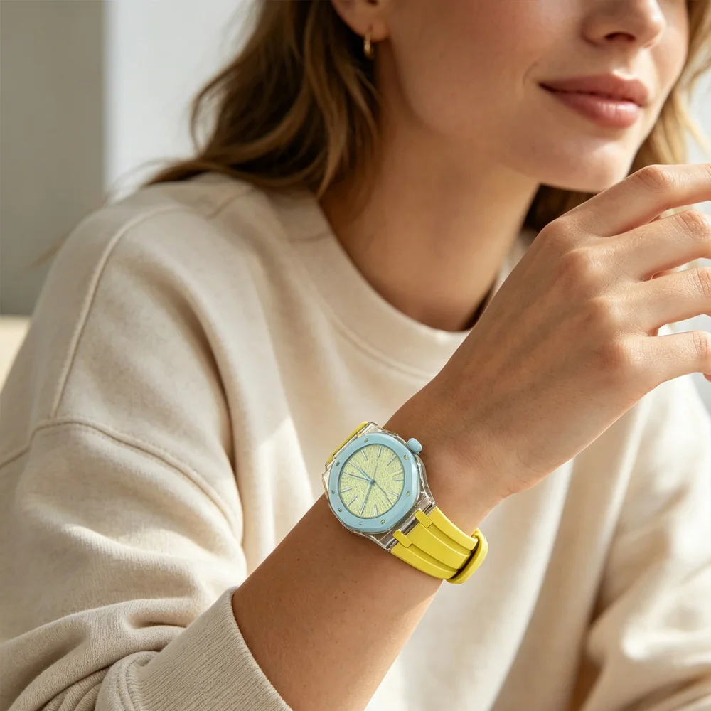 High-Transparency Case+Liquid Silicone Strap For Swatch x AP Royal POP Luxury Breathable Bracelet For Swatch x AP Royal POP Band