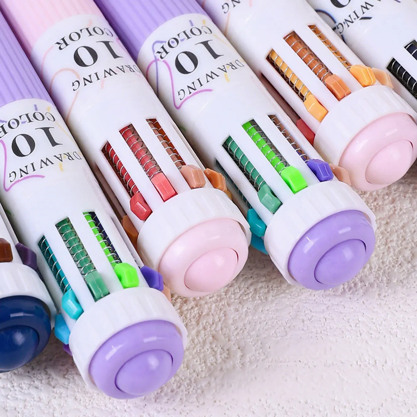 

3 Pcs/Set Creative 10 In 1 Colored Drawing Ballpoing Pens 58 Colors Student Painting Diary Writing Pen Stationery