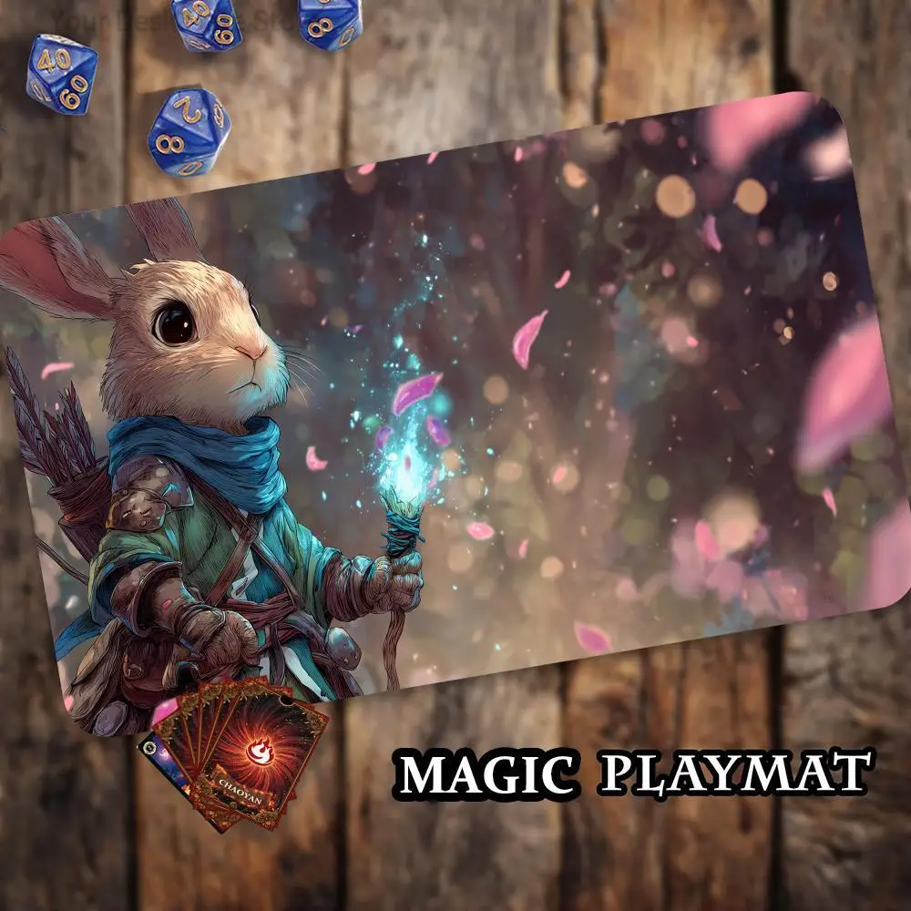 The Bunny Adventurer MTG Playmat Magic Card Battle Mat Non-Slip Durable 35X60CM Commander playmat Board Game Mat for TCG