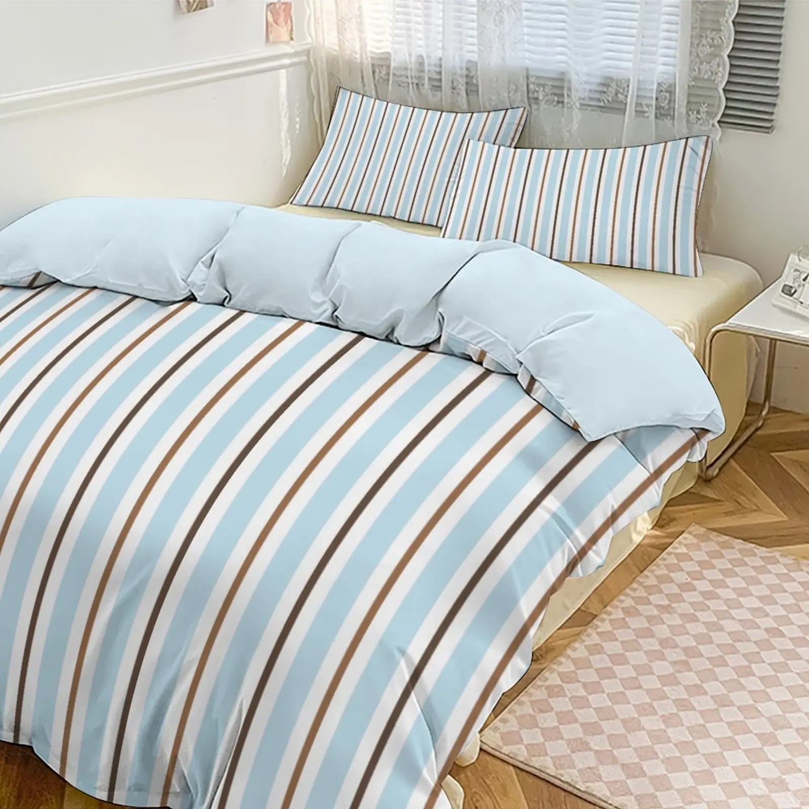 

Thickened Comfort Striped Bedding Set, Duvet Cover & Pillowcases, For Home & Hotel