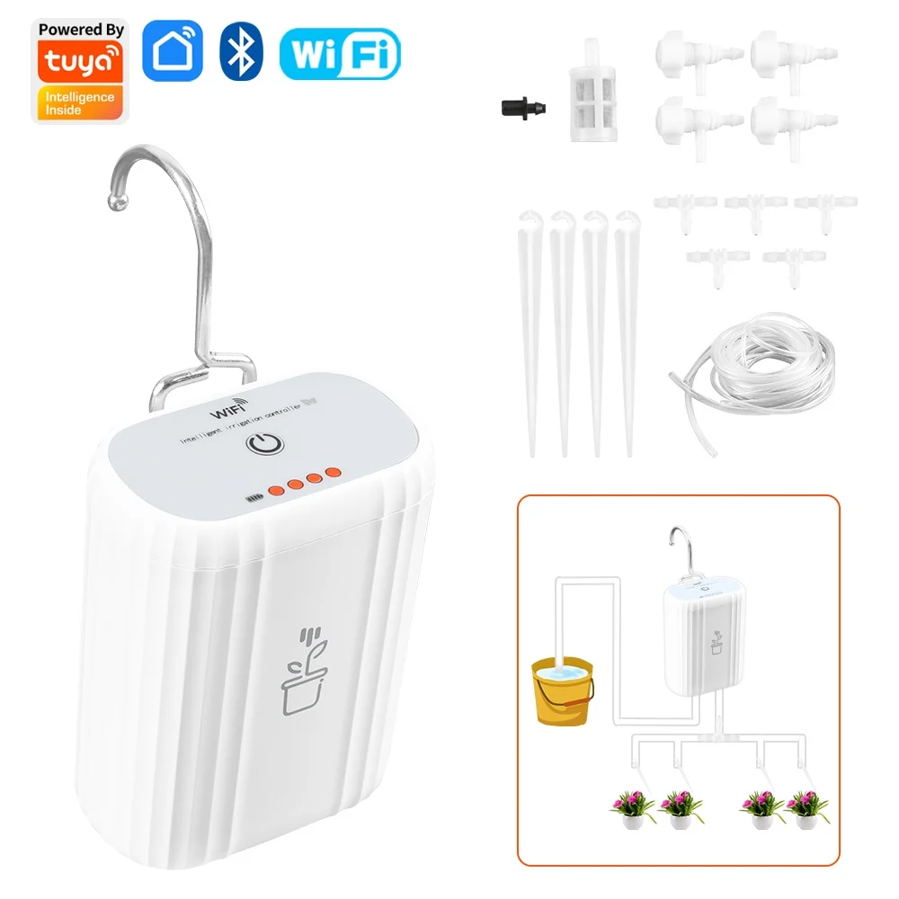 

Manhot WiFi Smart Garden Irrigation Controller Pump Timer Plant Automatic Drip Irrigation System Kit Work With Tuya/Smart Life