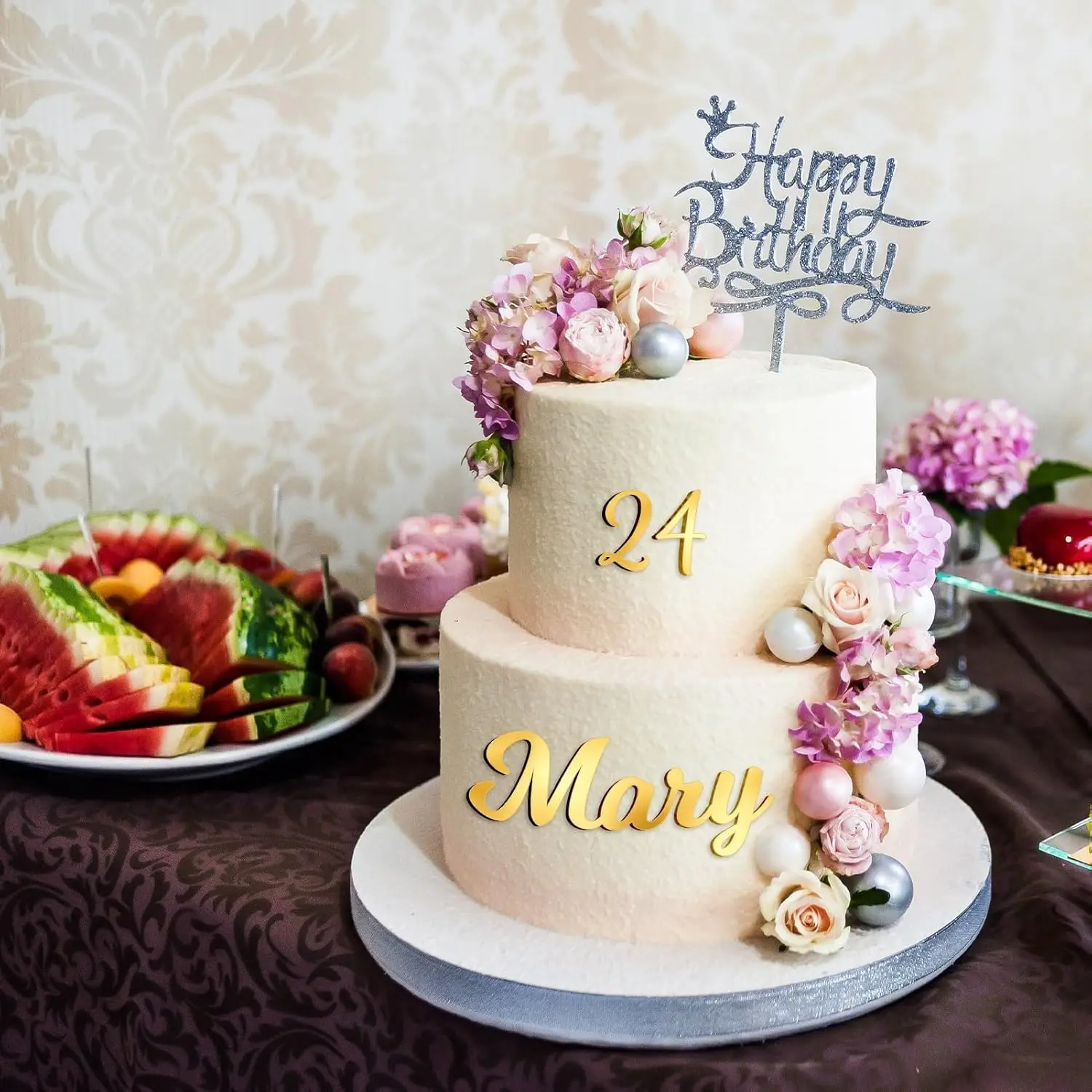 64Pcs Acrylic Cake Alphabet Numbers Topper, Mirror Number 0-9 and Alphabet A-Z Personalized Cake Picks Party Decor