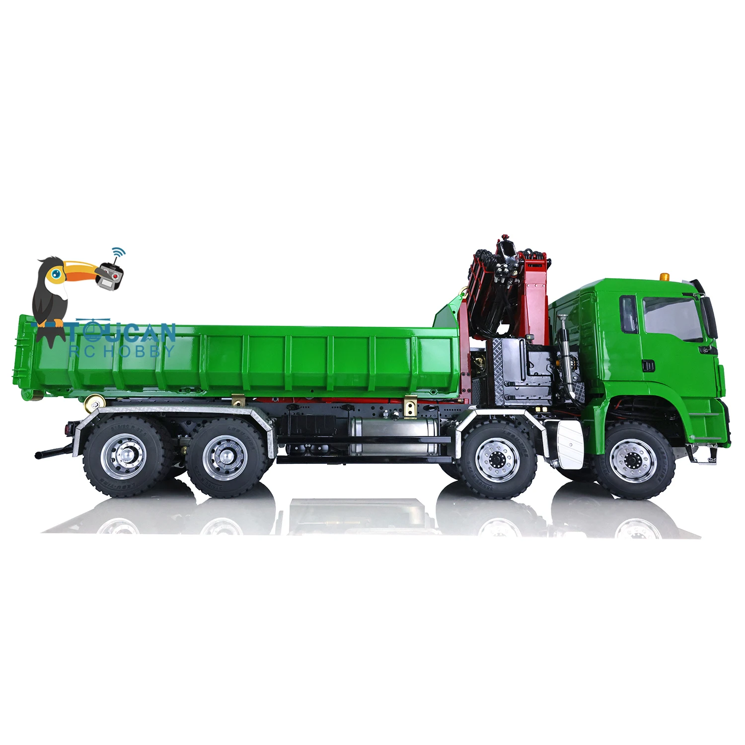 Outdoor Toys Lesu 1/14 8*8 RC Dumper Roll On/Off Hydraulic Crane Tipper Reversing Valve Painted Finished Remote Truck For Adults