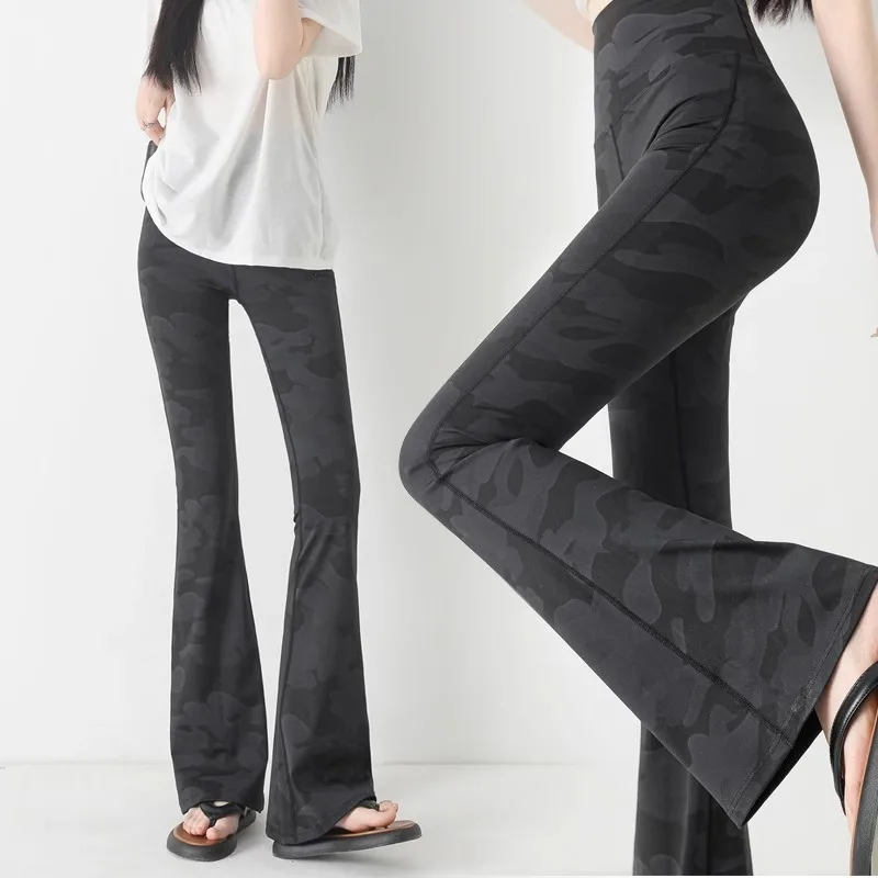 High Waist Yoga Pants 2025 New Style Micro Flared Loose Fit Camouflage Thin High Waist Tummy Control Butt Lifting Breathable ...