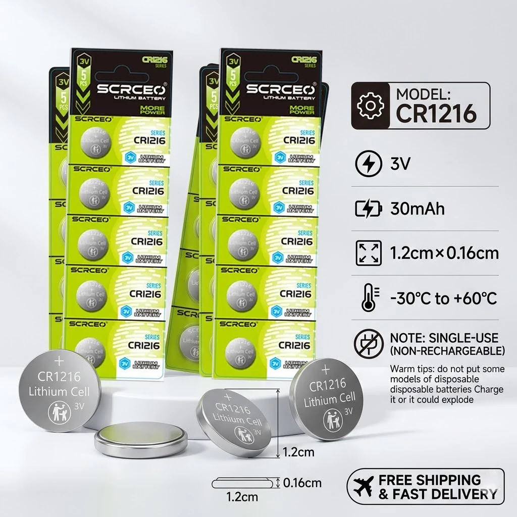 

High Quality 3V CR1216 Lithium Battery 15-50PCS Replace DL1216 BR1216 LM1216 ECR1216 For Watch Car Remote Key