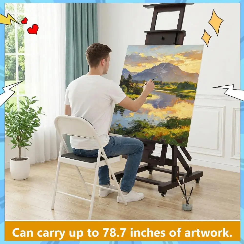 

Artist Studio Easel Adjustable Studio H-Frame Easel Movable and Tilting Flat Available for Adults Hold Canvas Up To 78.7in High