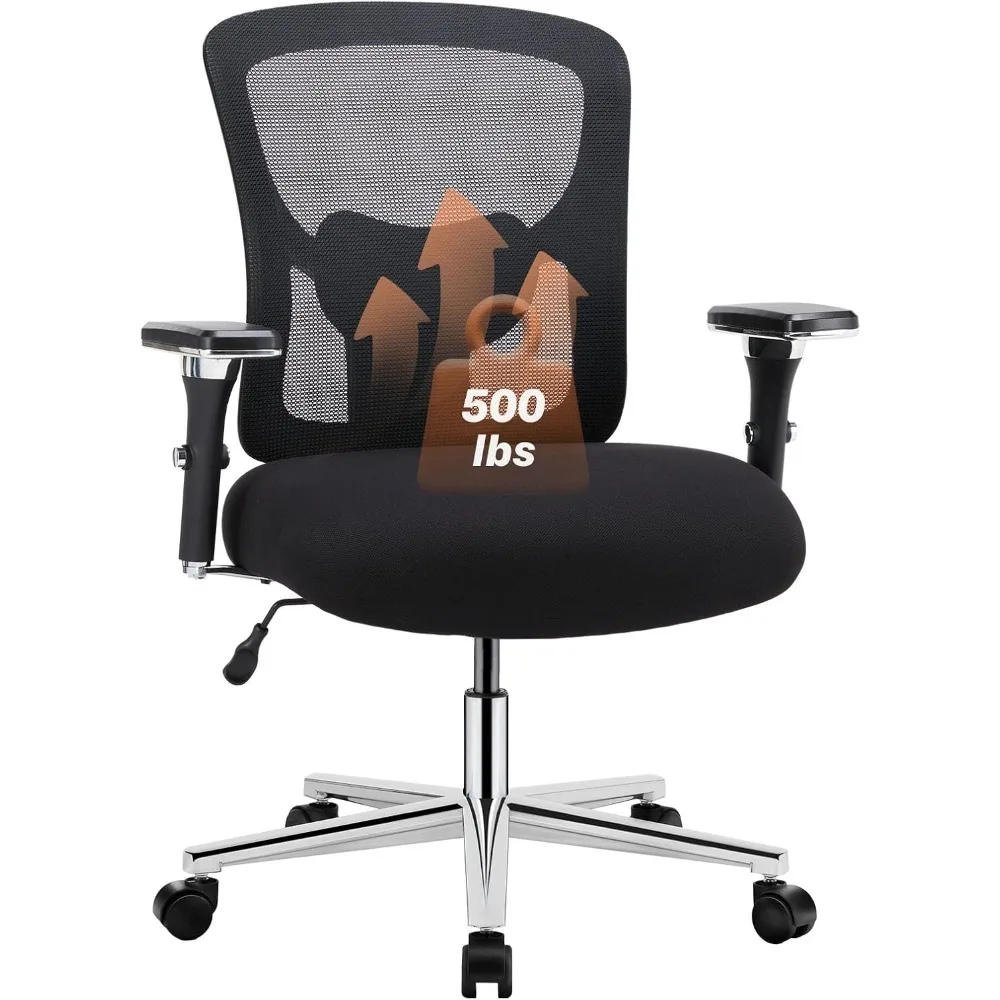 

Ergonomic 500lbs Wide Heavy Duty Big and Tall Home Office Chair with Adjustable Lumbar Support and Wheels, 3D Armrest, for Adul