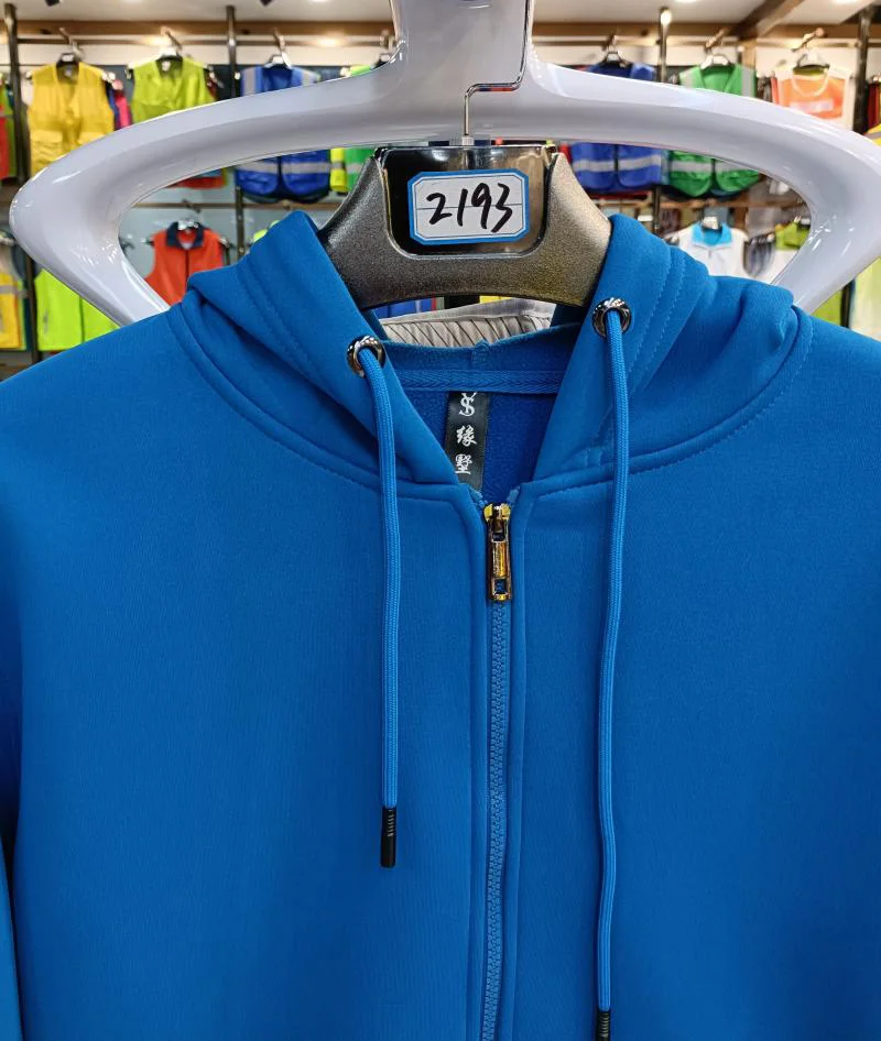 Blue Solid Color Polar Fleece Zip Up Hoodies for Male and Female Team Group Activities Clothes Custom Logo Sweatshirt with Hood