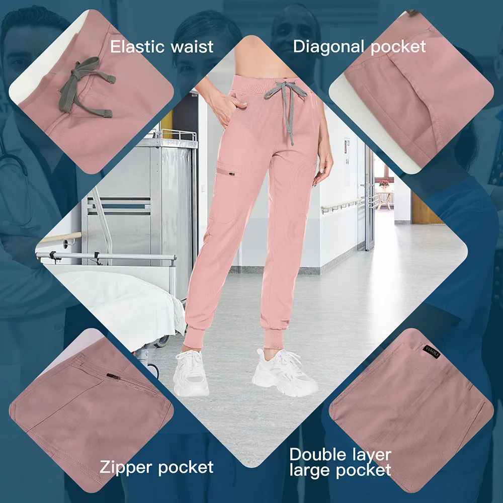 Pantalones quirúrgicos de Color liso para mujer, pantalones de trabajo para médico, Hospital de mascotas, Joggers, accesorios médicos, venta al por mayor