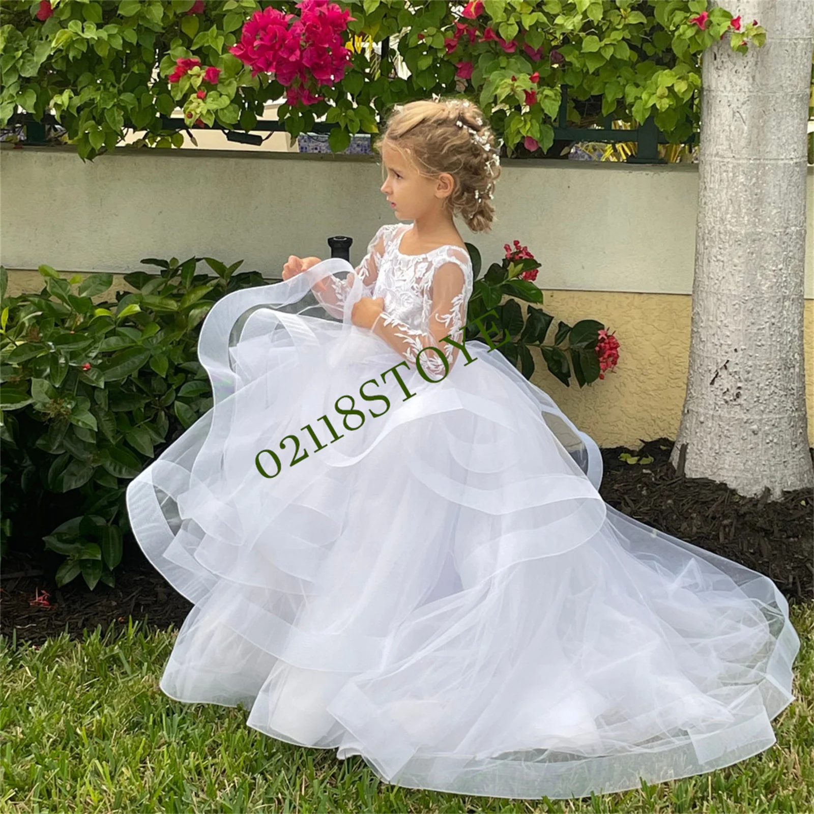 

2-11Years Boho Flower Girl Dress For Wedding Girls Junior Bridesmaid Dresses Lace First Communion Dress Lace Bohemian Gown