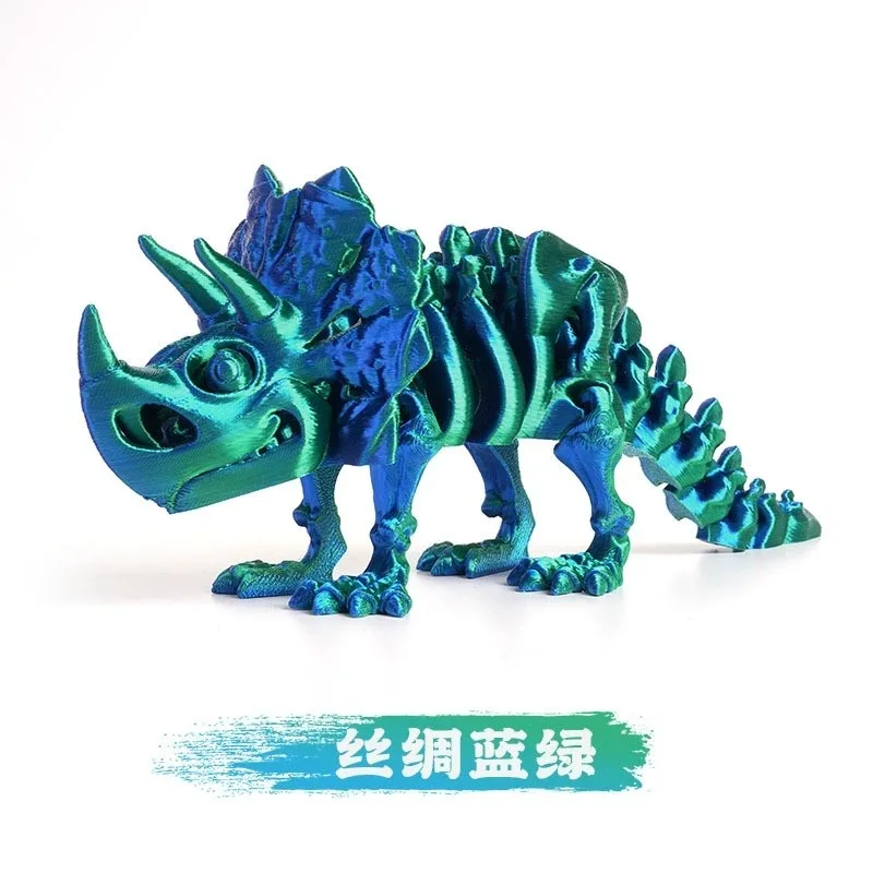 

3D Printed Triceratops Rex Figurine – Full Jointed Movable Dinosaur Model, Realistic Desktop Decoration & Birthday Gift