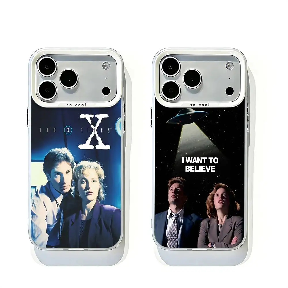

X F-Files I Want to Believe White Matte Large Lens Frame Cover For iPhone 12 11 14 13 17 16 15 Pro Max Mini Plus E