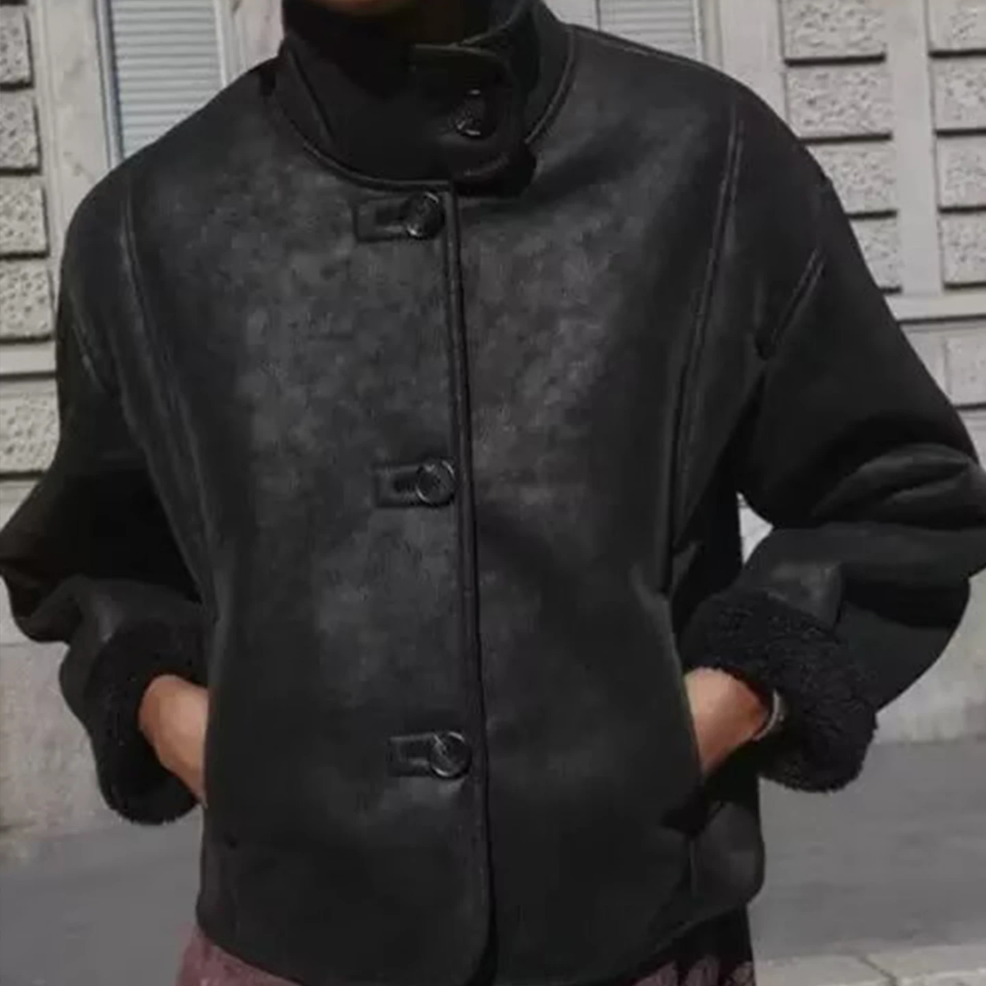 Z Women's Double-Sided Casual Faionable Jaet 2025 New Sle Versatile Outerwear Long Sve Button Closure Coat