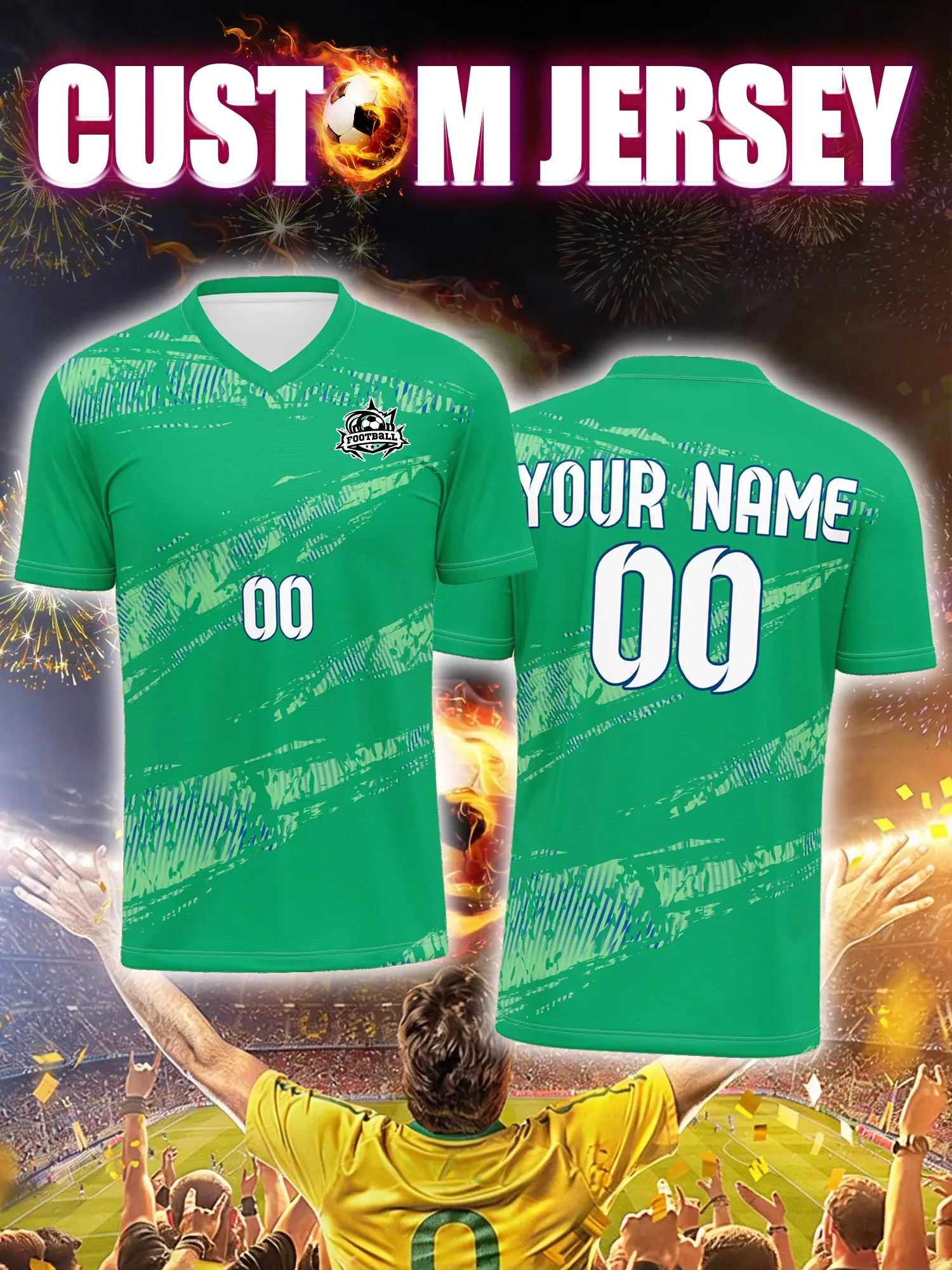 

Футбольная форма на заказ с индивидуальным изображением, номером и именем, стильный и удобный комплект для летних тренировок.