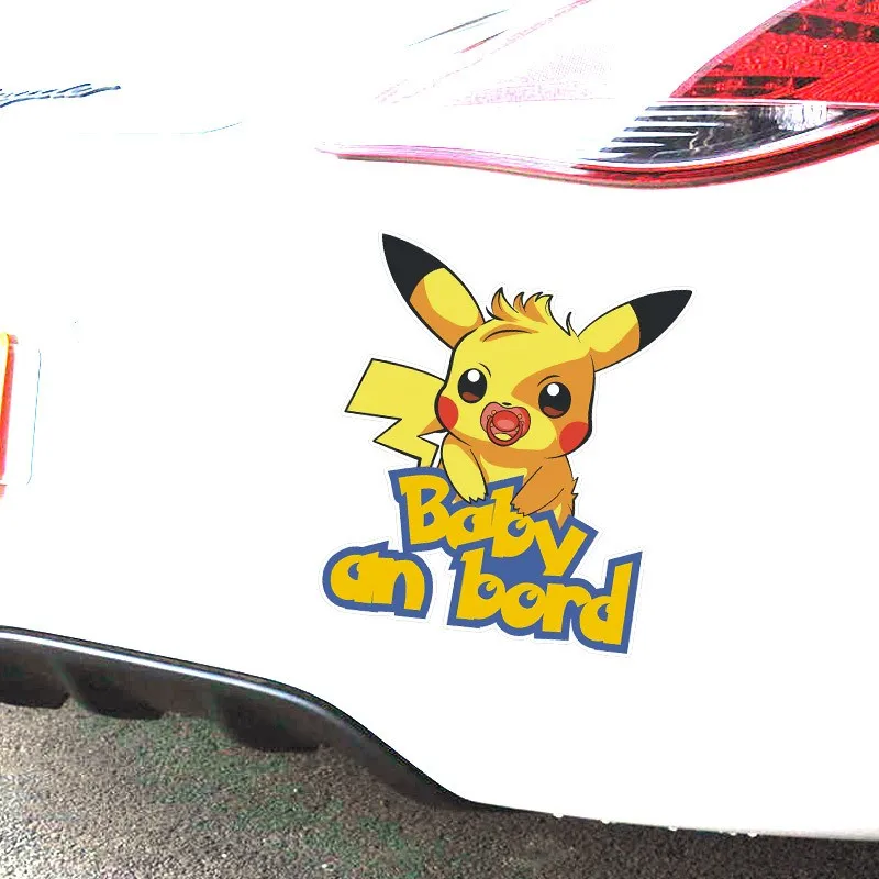 Pokemon Pikachu Baby On Board Cute Lovely Anime Decals Car Stickers For Polo Window Windshield Bumper Trunk Auto Tuning