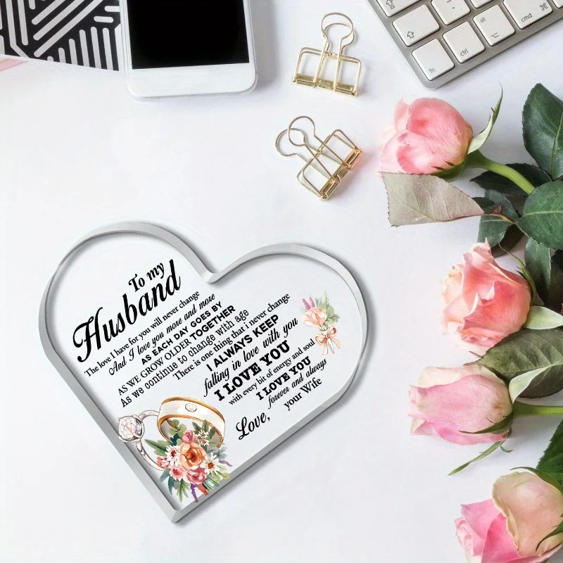 لوحة مكتب أكريليك للزوج: تذكار رومانسي أحبك - ديكور قابل للجمع، مثالي للهدايا للمنزل والمكتب