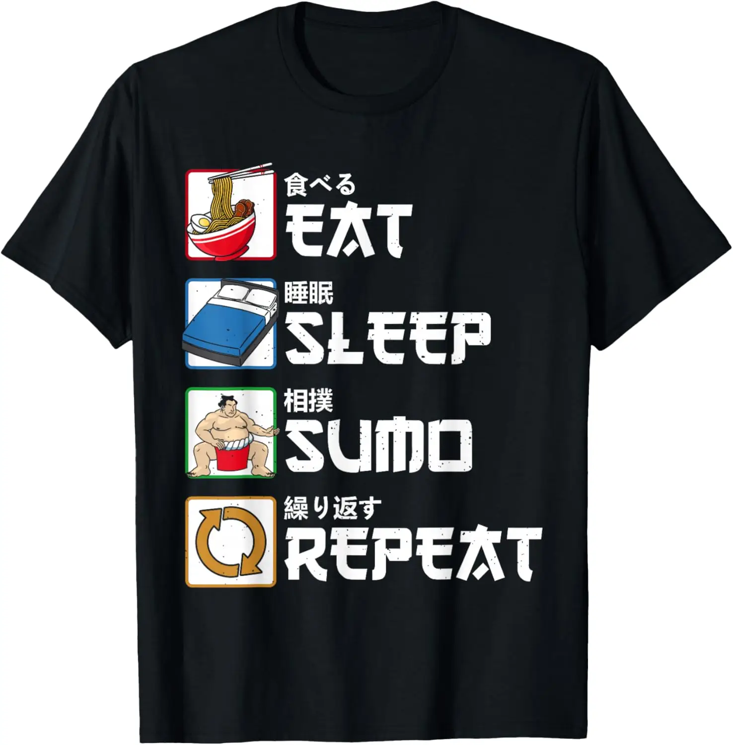 Eat Sleep Sumo Repeat Japanese Sports Wrestling T-Shirt Y2k Harajuku Funny Shirt Summer Tops