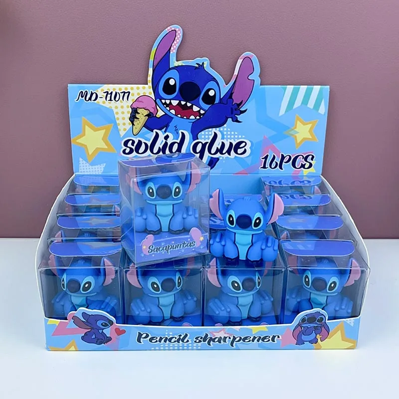 Imagem -05 - Disney Kawaii Stitch Eraser para Crianças Escrita Bonito Desenho Apontador de Lápis Artigos de Papelaria Material Escolar 16 Pcs por Lote