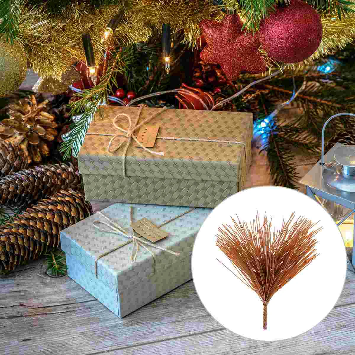 30 Pcs Plastic Pvc Pine Needles Branches Simulated Plants DIY Accessories Colorfast Artificial