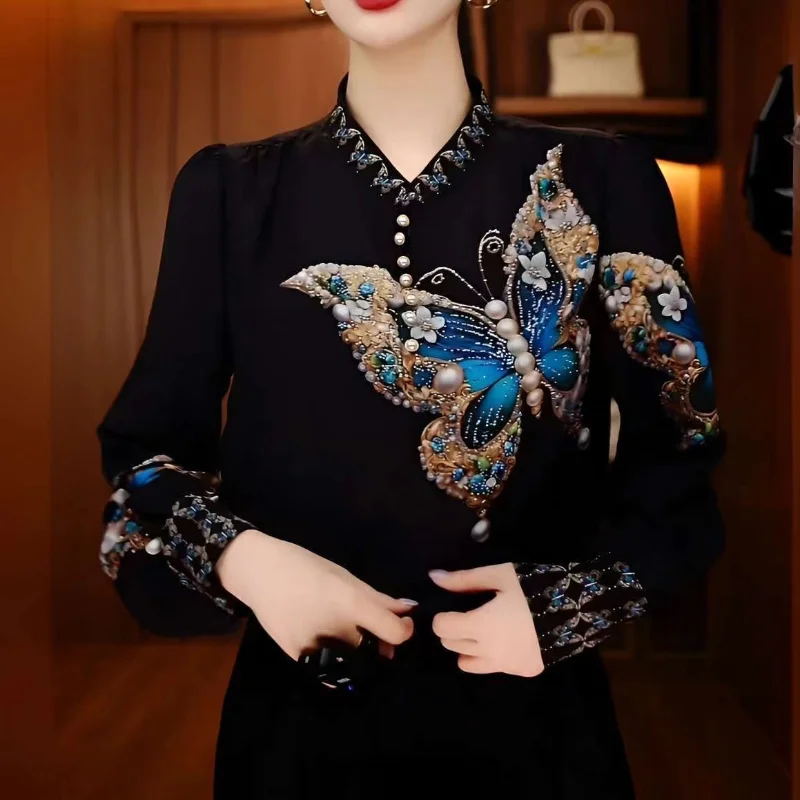 

Elegant Traditional Chinese Style Plus Size Button-Up Mom's Fashion Top