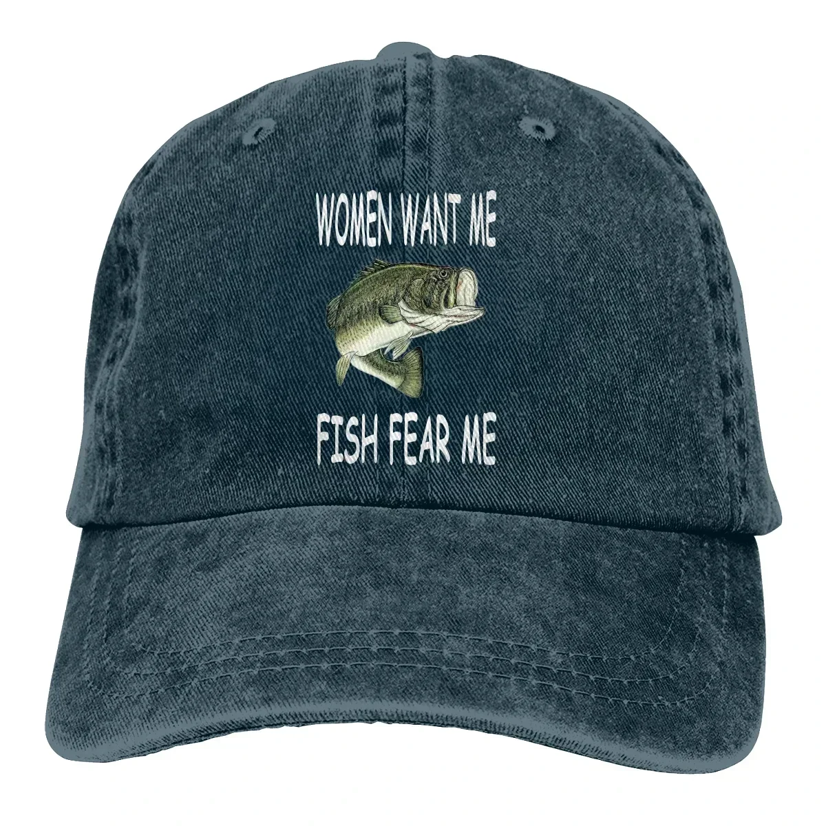 Casquette de baseball en denim pour hommes et femmes, chapeau Snapback, sports d'été, chapeaux Hip Hop, casquettes, Want Me Fish, Fear Me