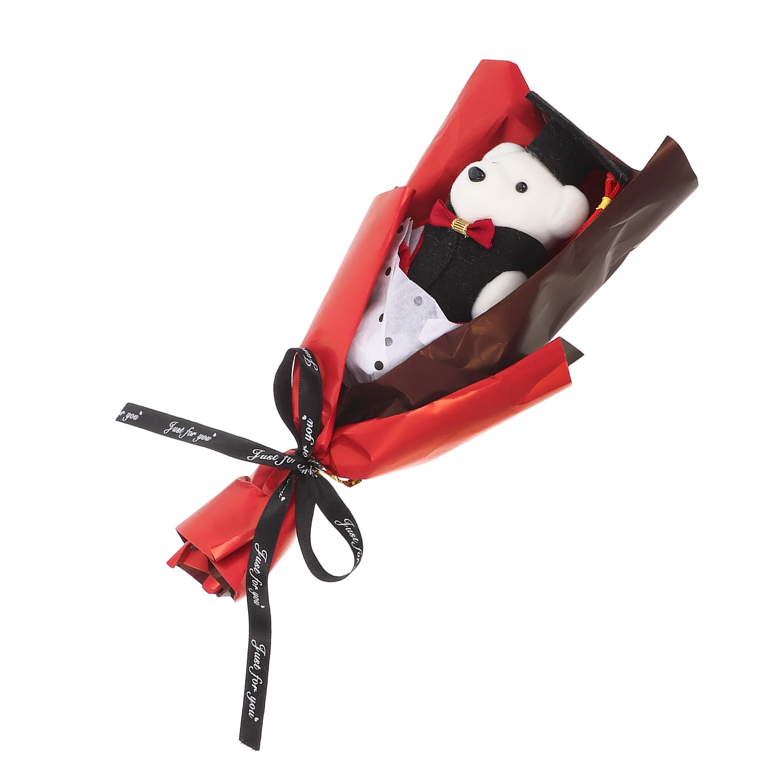 

Graduation Bouquet Bear Congrats Artificial Flower Cute Red Arrangement