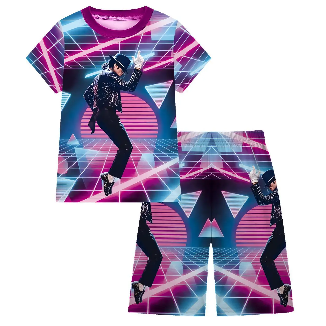 NEW Michael Jackson Kids Clothes Halloween Cosplay Birthday Party Dance TShirts+pants Pajamas Set Pop Star Boys Girls Outfits
