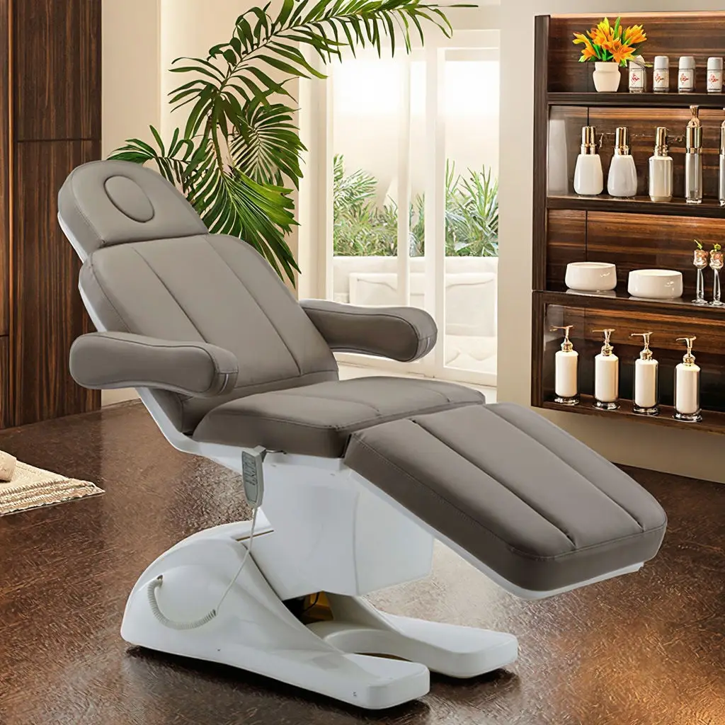 

2026 Modern Brown Electric Adjustable Massage Table Lash Tech Bed for Aesthetic Clinic Beauty Salon Furniture