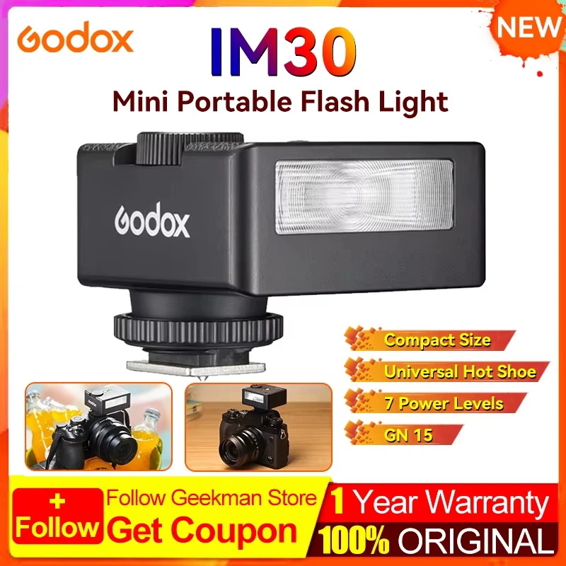 In Stock Godox iM30 Mini Portable Flash for Various Camera Models Output Levels 1/64 to Full for Godox iFlash Camera Outdoor