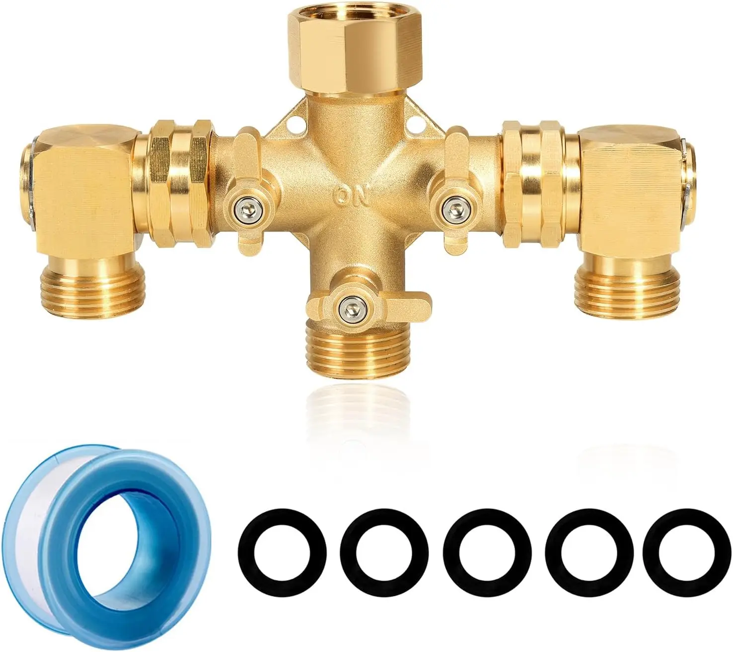 

Высокопроизводительный разветвитель для садового шланга с поворотным коленом, латунными запорными клапанами, 3-ходовой адаптер для крана