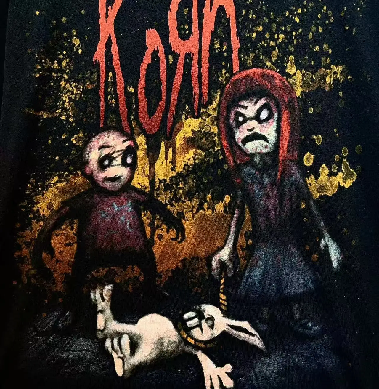 

KORN American Street Vibe Retro Oldschool High Street Hiphop Hip Hop Short Sleeve T-shirtt Summer Men's New Casual Loose