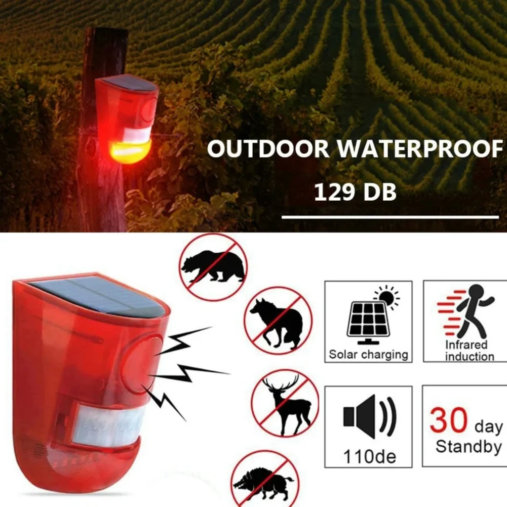 

Solar Infrared Motion Sensor Alarm Remote Control Motion Sensor Detector Multifunctional Portable for Villa Farm Yard Garden