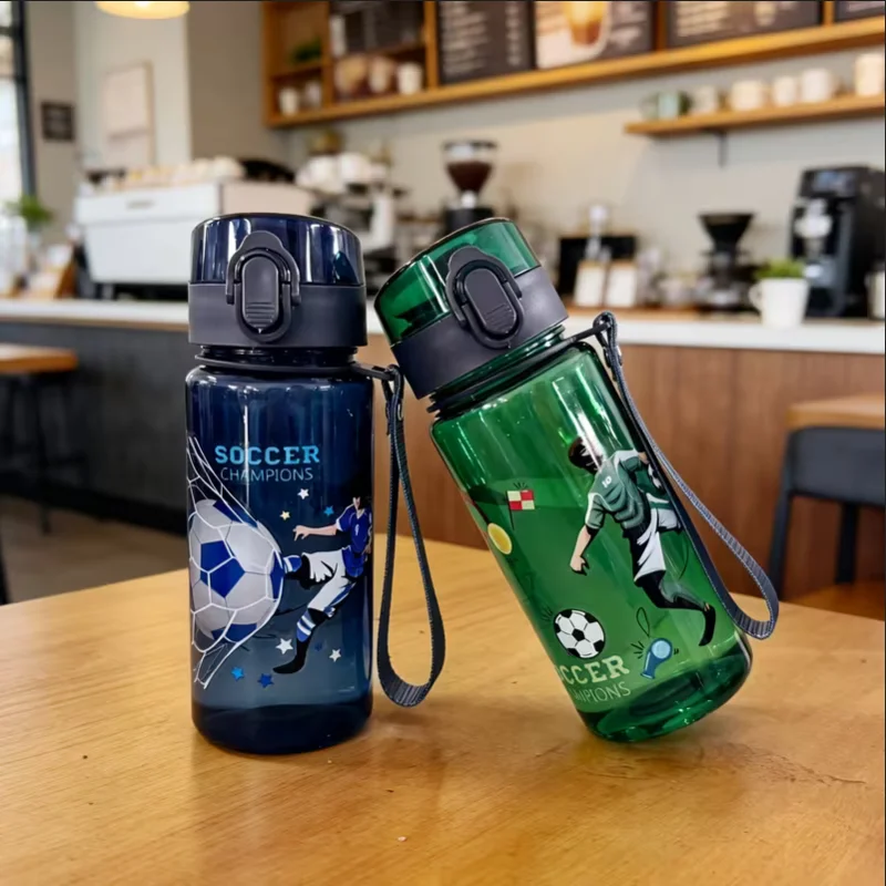 400ML Cute Water Bottle with Carrying Strap, Direct-Drink Cup with Pop-Up Lid and Handle, Leak-Proof Portable Water Bottle view 5