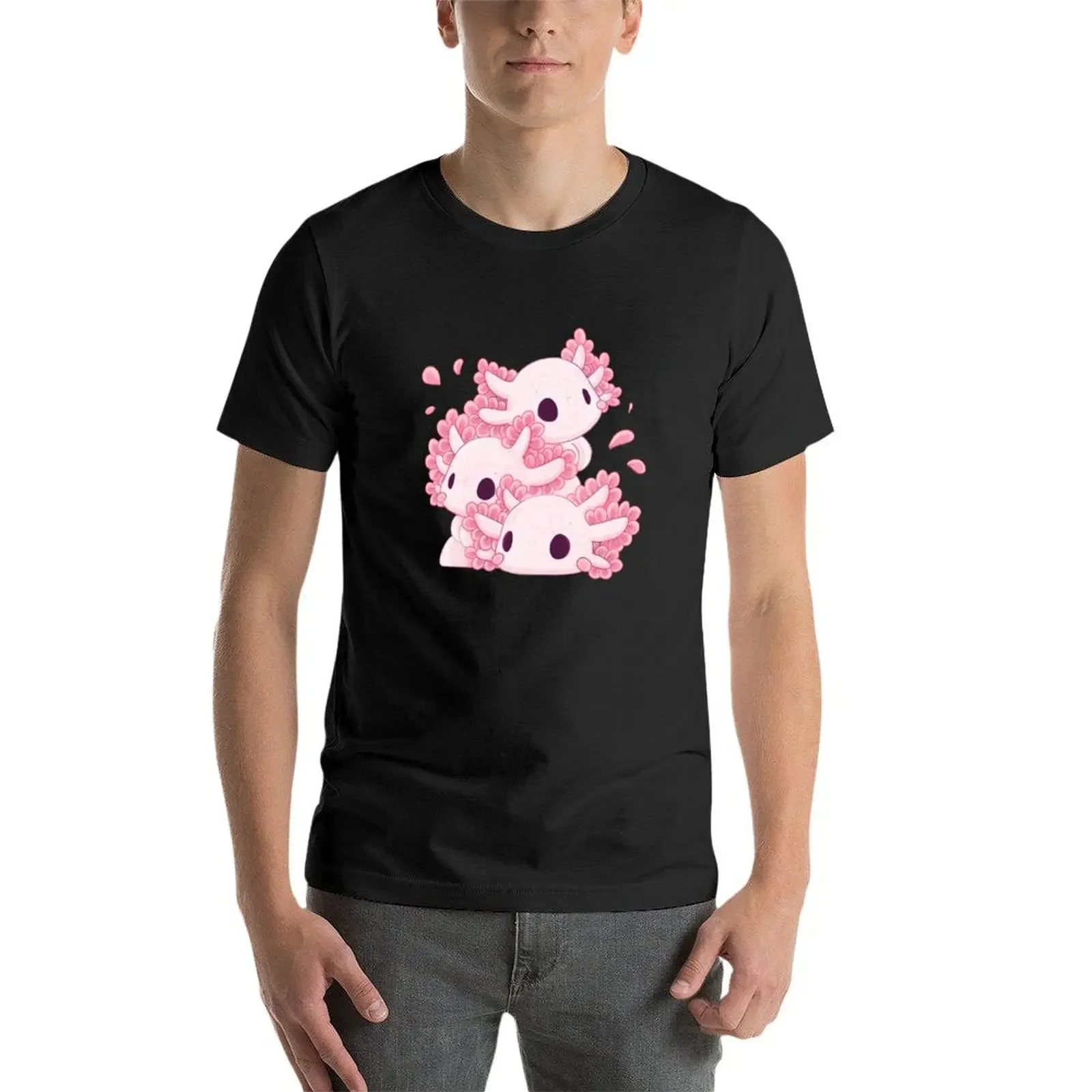 Cute Axolotl Chibi Stack T-Shirt customs design your own designer shirts fruit of the loom mens t shirts image 3