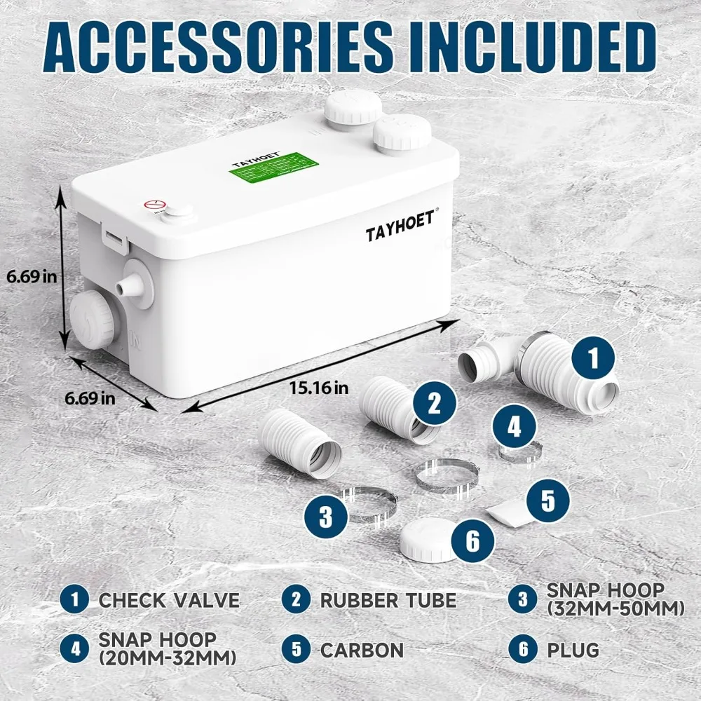 Pompa per lavello da 1,1 HP, pompa maceratore da 800 W con 3 ingressi aggiornati per seminterrato, cucina, lavello