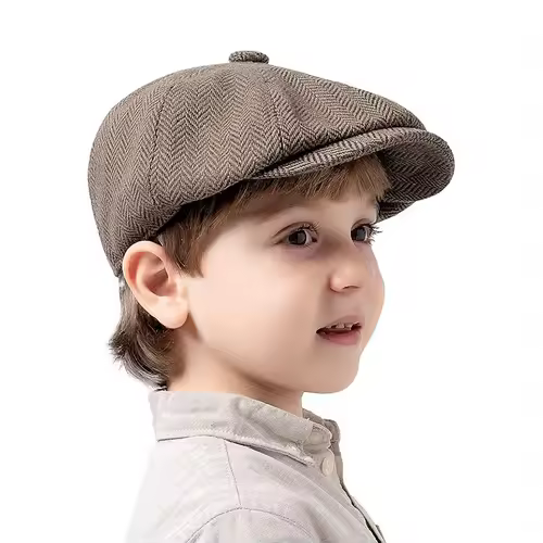 Kids Vintage Beret Cap,  Cute and Stylish Children's Newsboy Ca Retro and Tweed Newsboy Hat for Children - Image 2