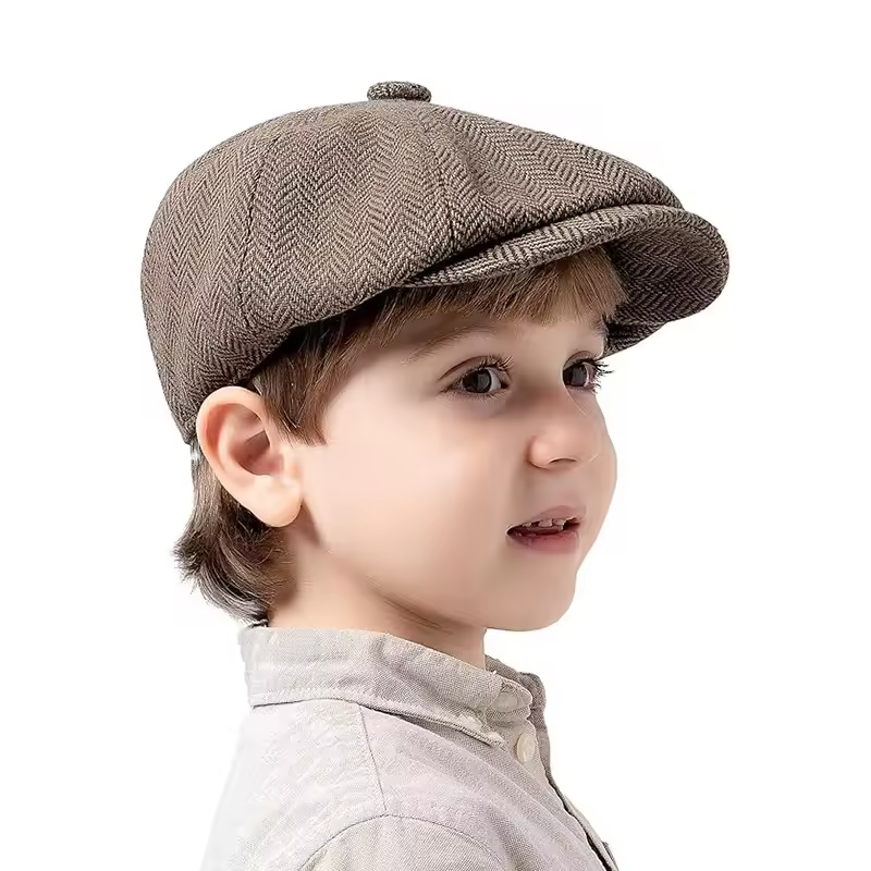 Kids Vintage Beret Cap,  Cute and Stylish Children's Newsboy Ca Retro and Tweed Newsboy Hat for Children - Image 2