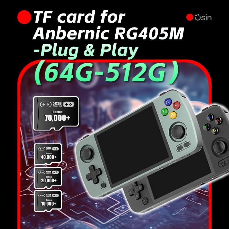 

For Anbernic RG405M Retro Gaming TF Card - 70,000+ Preloaded Games (NES, SNES, PS1 & more). Choose 64GB to 512GB.