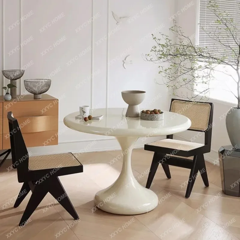XXRound simple small apartment household black cream style dining table