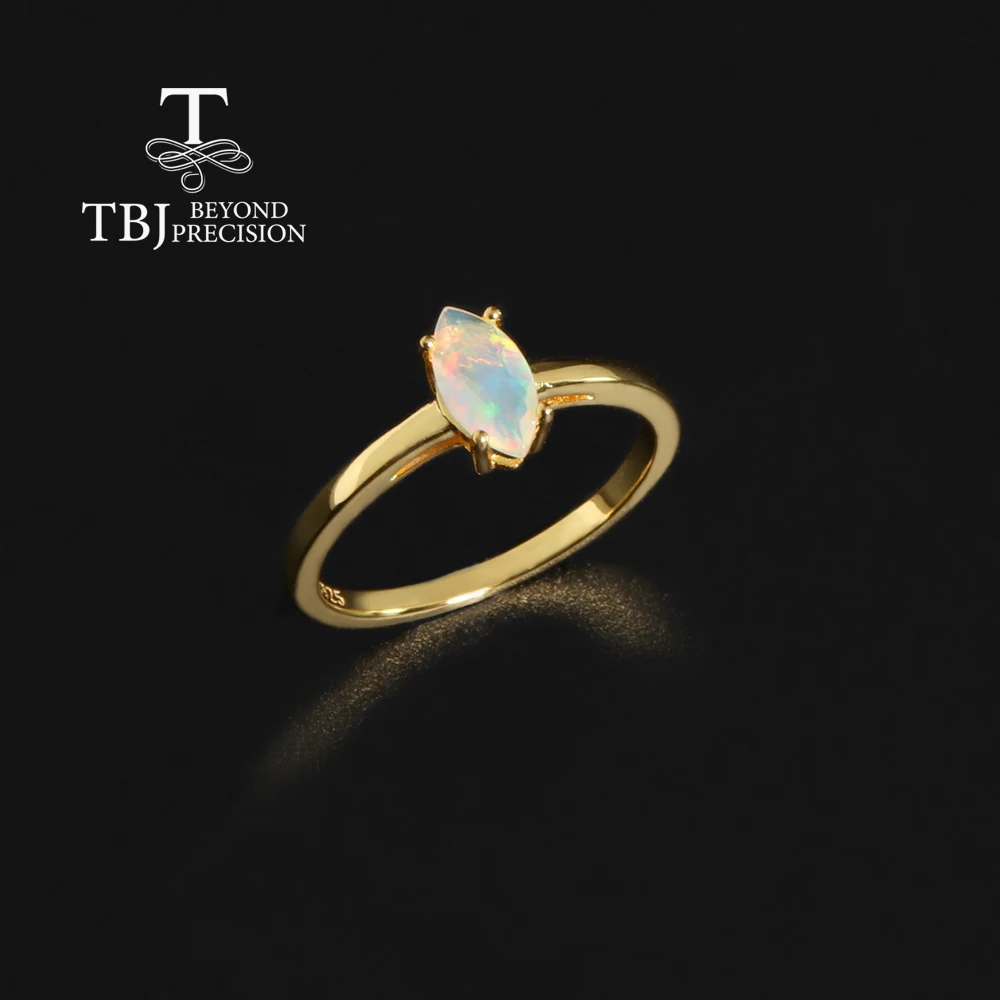 

Simple design colorful October Birthstone Natural Opal Gems S925 silver ring Fashion ladies and girls daily wear exquisite gifts