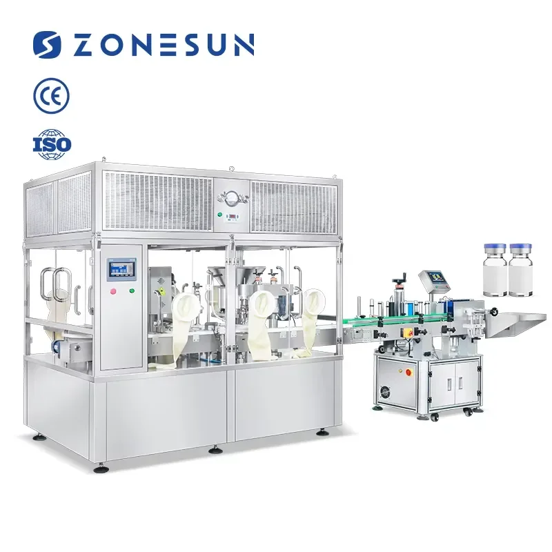 2026 CE ZS-AFCL9 Full Automatic Servo Liquid High Speed Vials Filling Capping and Labeling Bottling Line With Laminar