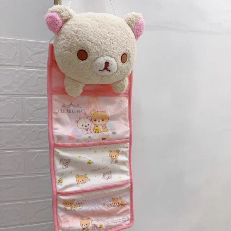 New Kawaii Rilakkuma Hanging Multi-Layer Storage Bag Jewelry Miscellaneous Large Capacity Storage Bedroom Home Furnishing Gift