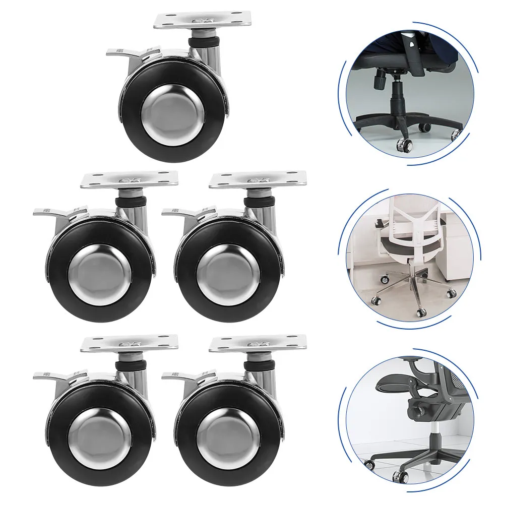 

5Pcs Wheels Zinc Alloy Swivel Casters Office Chair Replacement Heavy Duty Quiet Rotation Furniture Rollers